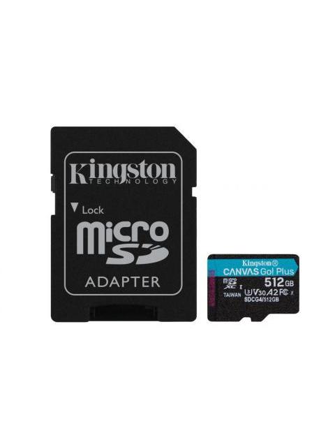 MEMORIA FLASH KINGSTON CANVAS GO! PLUS 512GB MICROSD UHS-I CLASE 10 CON ADAPTADOR