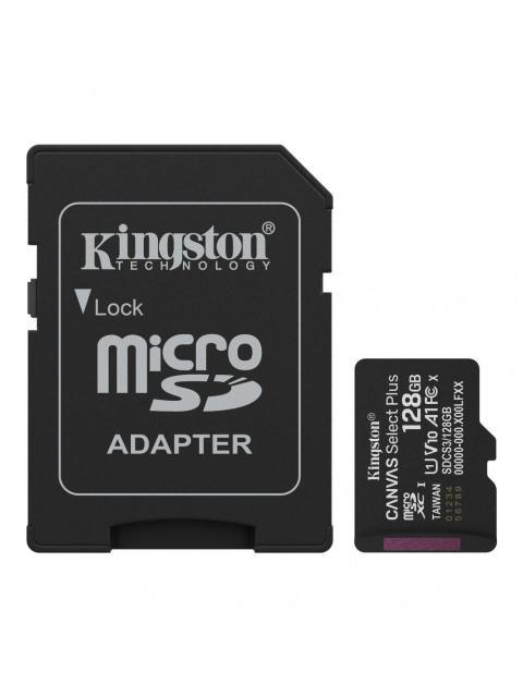 MEMORIA FLASH KINGSTON CANVAS SELECT PLUS 128GB MICROSD UHS-I CLASE 10 CON ADAPTADOR