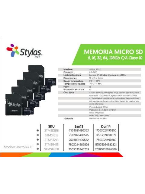 MEMORIA FLASH STYLOS 8GB MICROSD CLASE 4 CON ADAPTADOR - Image 9