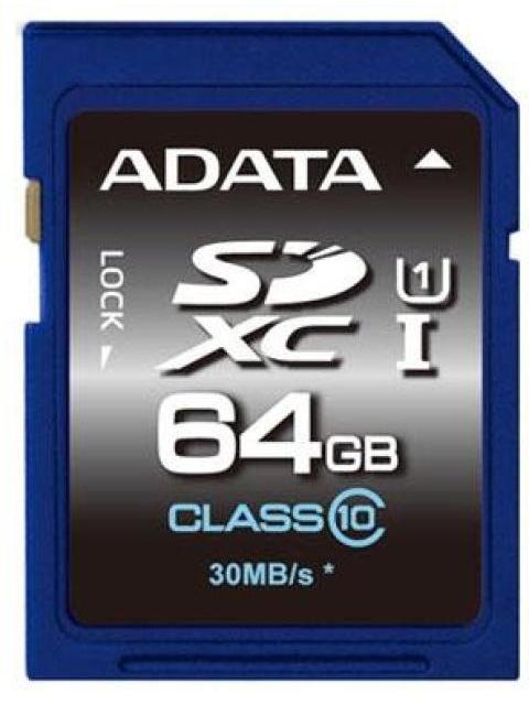 MEMORIA SD (SDXC) 64GB ADATA CLASE 10 (V10) VELOCIDAD HASTA 100MB-25MB POR SEG. ASDX64GUICL10R
