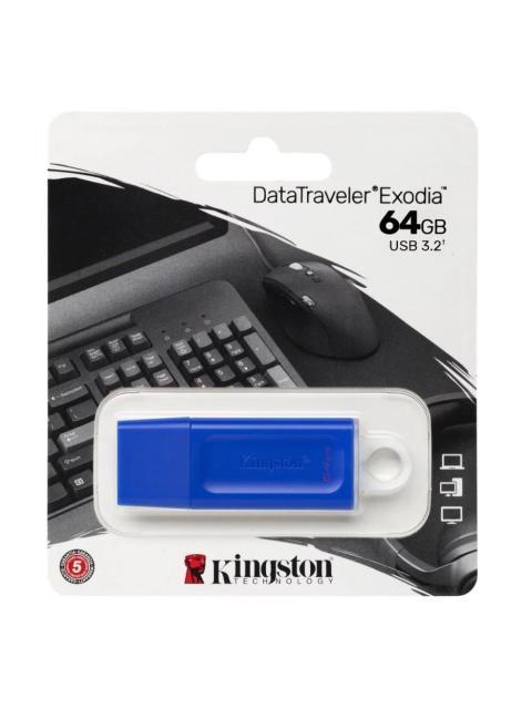 MEMORIA USB KINGSTON DATATRAVELER EXODIA 64GB 3.2 GEN 1 AZUL