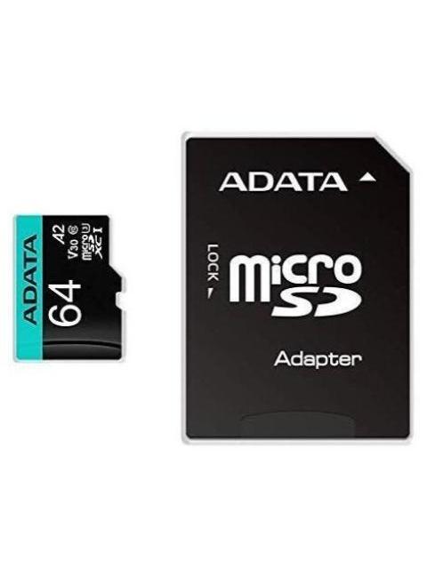MICRO SECURE DIGITAL PREMIER A2 ADATA UHSI 64GB 64 GB NEGRO UHSI CLASS 10