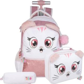 MOCHILA CON RUEDAS SET 3 PZAS MAQUILLAJE CUTIE ZOO