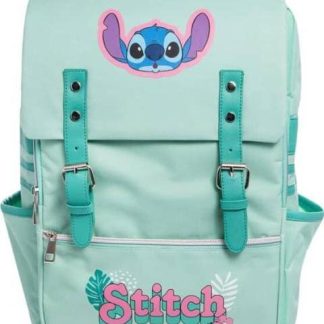MOCHILA ESCOLAR INFANTIL AZUL TURQUESA STITCH