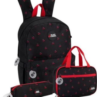 MOCHILA SET 3 PZAS NEGRO BLACK CHERRY