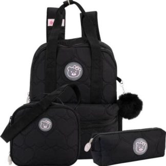 MOCHILA SET 3 PZAS NEGRO PRETTY BEAR