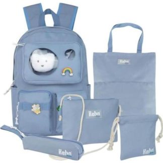 MOCHILA SET 5 PZAS AZUL KEBO KIDS