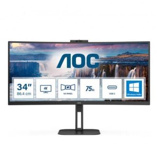 MONITOR CURVO AOC CU34V5CW-BK LED 34 3440X1440 ULTRA WIDE QUAD HD FREESYNC 100HZ HDMI-DISPLAYPORT BOCINAS INTEGRADAS NEGRO