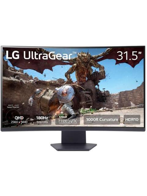 MONITOR GAMER CURVO LG ULTRAGEAR 32GS60QC LED 31.5 2560X1440 FREESYNC 180HZ HDMI-DISPLAYPORT NEGRO