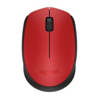 MOUSE ERGONOMICO LOGITECH OPTICO M170 INALAMBRICO USB 1000DPI NEGRO-ROJO