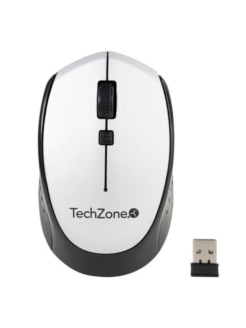 MOUSE ERGONOMICO TECHZONE OPTICO TZ19MOU01-INA INALAMBRICO USB 1600DPI NEGRO-PLATA