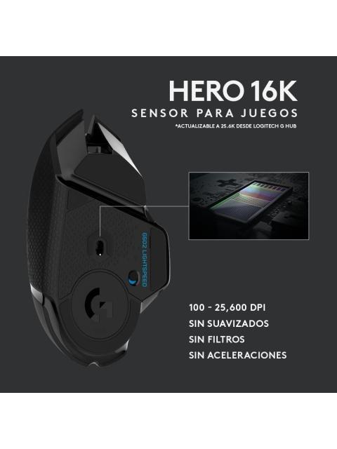 MOUSE GAMER LOGITECH OPTICO G502 HERO LIGHTSPEED INALAMBRICO USB 16000DPI NEGRO - Image 9