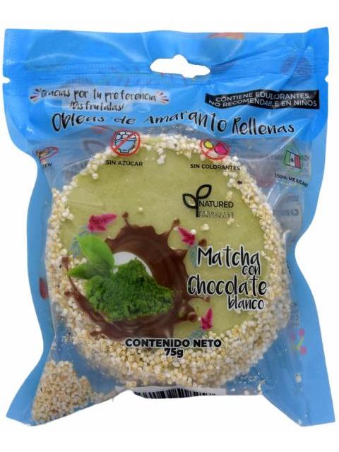 OBLEAS AMARANTO MATCHA CON CHOCOLATE BLANCO 75 G NATURED C 10