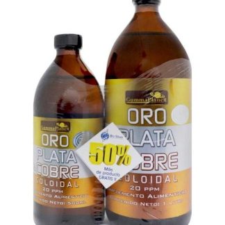 ORO PLATA Y COBRE COLOIDAL 1000 ML + 500 ML GRATIS 20 PPM GUMMA CORPORATION