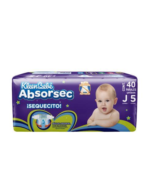PAÑAL JUMBO KLEENBEBE ABSORSEC PAQUETE CON 40 PZ