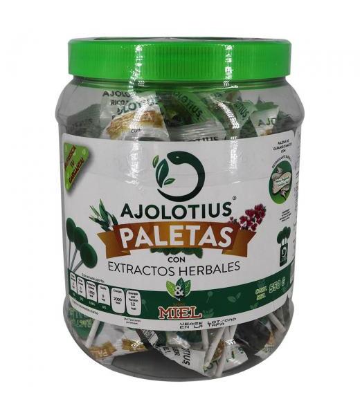 PALETA AJOLOTIUS DE CARAMELO MACIZO C 50 PZ (VITROLERO) AJOLOTIUS