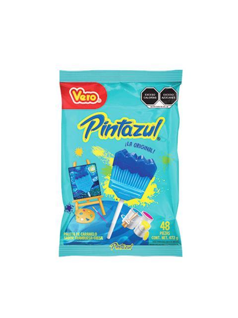 PALETA MACIZA BROCHITA PINTA AZUL BOLSA CON 48 PIEZAS DE 14 GR
