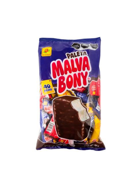PALETA MALVABONY CON CHOCOLATE DE LA ROSA PAQUETE CON 40 PIEZAS