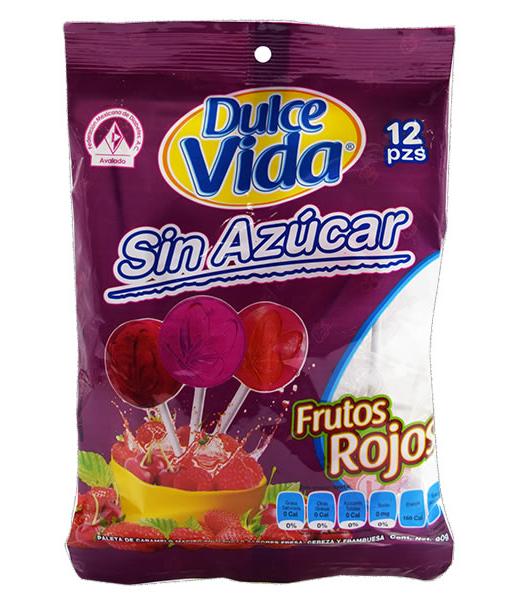 PALETA SIN AZUCAR SAB FRUTOS ROJOS 90 G DULCE VIDA