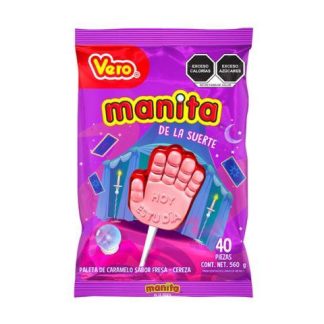 PALETA VERO MACIZA MANITA DE LA SUERTE BOLSA CON 40 PIEZAS