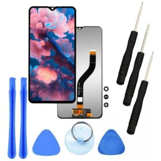 PANTALLA PARA SAMSUNG A20S A207M A207F A207F DS A207M DS DISPLAY Y TOUCH INCELL COMPLETA REPUESTO PARA CELULAR SLIM COMPANY NEGRO + KIT DE HERRAMIENTAS
