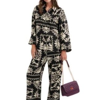 PANTALON ANCHO ESTAMPADO NEGRO HOLLY LAND