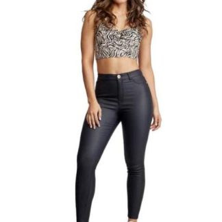 PANTALON CINTURA ALTA EFECTO PIEL NEGRO ATMOSPHERE DNM