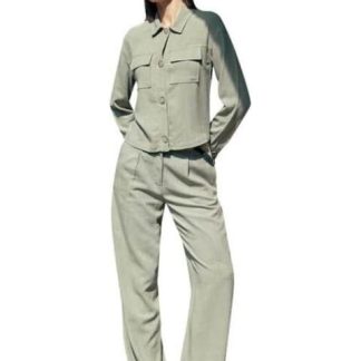 PANTALON CON CINTURON VERDE OLIVO HOLLY LAND