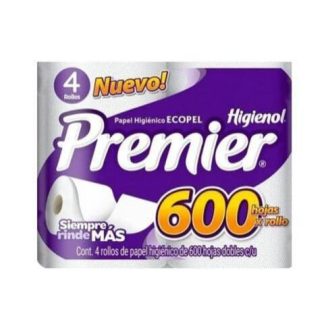 PAPEL HIGIENICO PREMIER 600 HOJA DOBLE 4 PZ