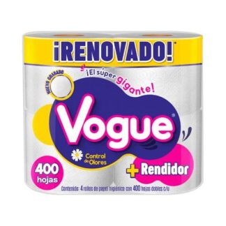 PAPEL HIGIENICO VOGUE 400 HOJAS 4 ROLLOS