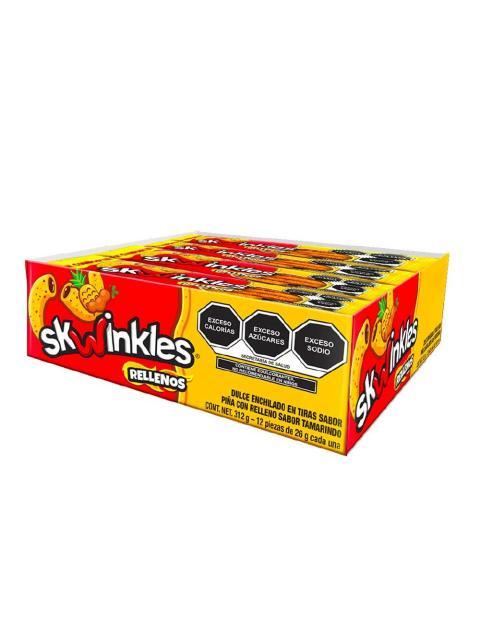 PAQUETE SKWINKLES RELLENOS PINA TAMARINDO CON 12 PIEZAS DE 26 GR