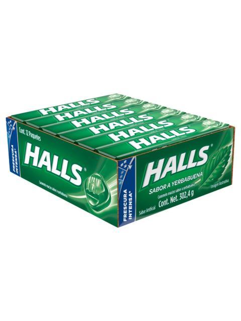 PASTILLAS HALLS YERBABUENA PAQUETE CON 12 PIEZAS DE 9 PASTILLAS