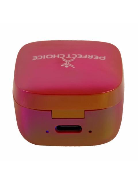 PERFECT CHOICE AUDIFONOS INTRAURICULARES CON MICROFONO TWS MINI PEARL INALAMBRICO BLUETOOTH USB-C ROJO - Image 5