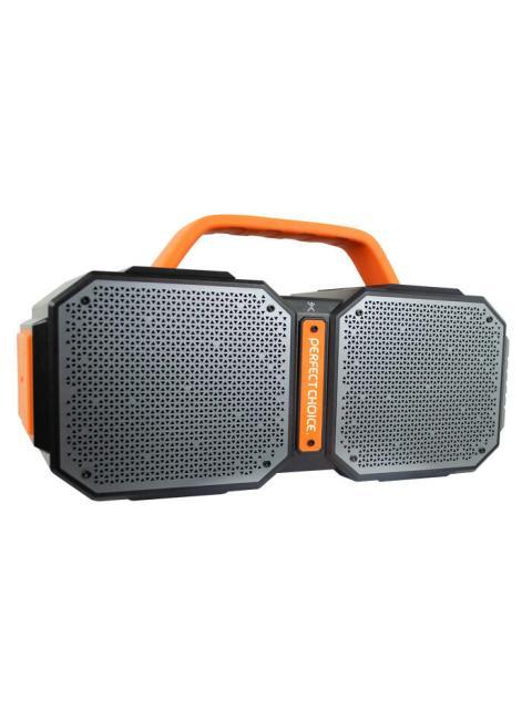 PERFECT CHOICE BOCINA PORTATIL GOLIAT BLUETOOTH INALAMBRICO 50W RMS NEGRO-NARANJA - RESISTENTE AL AGUA