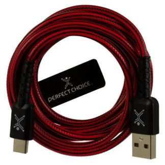 PERFECT CHOICE CABLE USB A MACHO - USB C MACHO 2 METROS NEGRO-ROJO