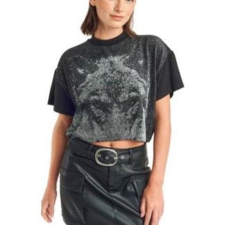 PLAYERA CROP NEGRO HOLLY LAND