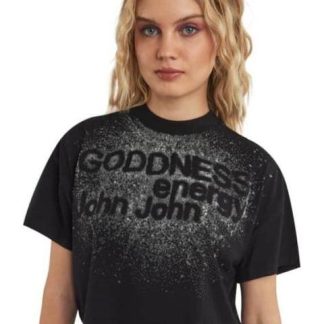 PLAYERA CROP NEGRO SANTA LOLA