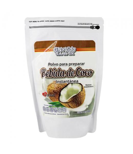 POLVO PARA PREPARAR BEBIDA DE COCO INSTANTANEA BOLSA 500 GRS CERO GN+VIDA