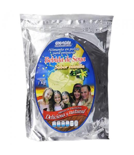 POLVO PARA PREPARAR BEBIDA DE SOYA SABOR VAINILLA 1KG. DELICIOSA GN+VIDA