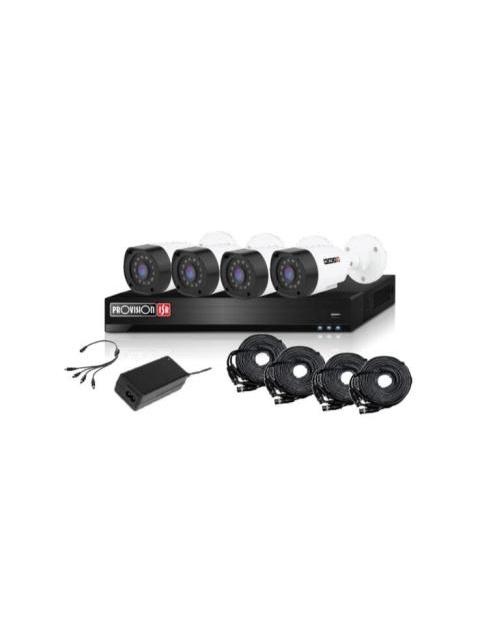 PROVISION-ISR KIT DE VIGILANCIA PAK4LIGHTCC2MP-28 DE 4 CAMARAS CCTV BULLET Y 4 CANALES CON GRABADORA