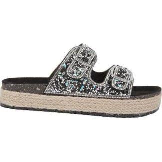 SANDALIA CON BRILLOS NEGRO VI LINE FASHION