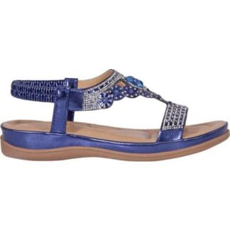 SANDALIA CONFORT CON BRILLOS AZUL VI LINE