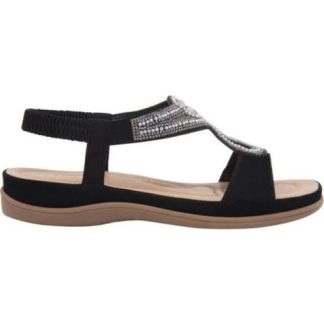 SANDALIA CONFORT CON BRILLOS NEGRO VI LINE