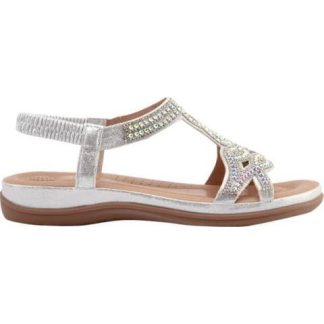 SANDALIA CONFORT CON BRILLOS PLATA VI LINE