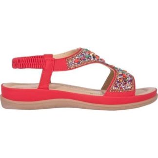 SANDALIA CONFORT CON BRILLOS ROJO VI LINE