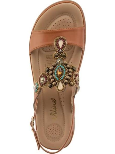 SANDALIA CONFORT CON BRILLOS CAMEL VI LINE - Image 3