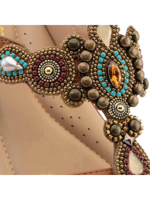 SANDALIA CONFORT CON BRILLOS CAMEL VI LINE - Image 6