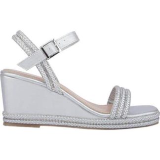 SANDALIA CUÑA BRILLOS PLATA VI LINE FASHION