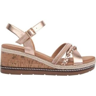 SANDALIA CUÑA TRENZA ROSEGOLD VI LINE