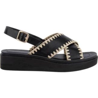 SANDALIA PLANA BORDADA NEGRO VI LINE